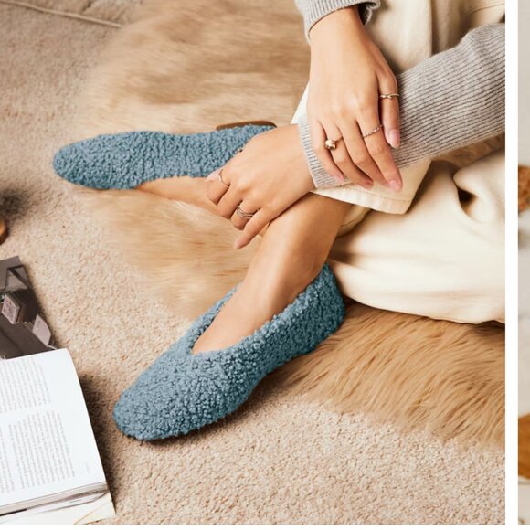 VIVAIA Margot Square-Toe Recycled Faux Fur Flats 43 12 - Picture 9 of 10